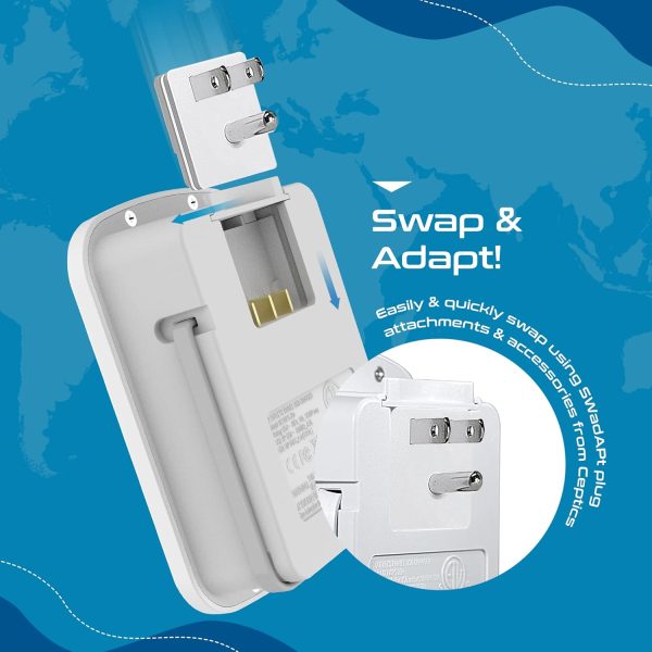 Ceptics World Travel Adapter Kit 2 USB-A, USB-C US Outlets, 20W/QC 18W Power Delivery, Surge Protection, SWADAPT Compatible for Europe, UK, China, Australia, Japan Perfect Laptop (WPS-5B) - Image 9