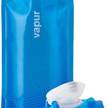 Vapur Flexible, Collapsible Wide Mouth Anti-Bottle with Detachable Carabiner, Convenient, Portable Hydration for Travel and Outdoor Adventures, 16 Ounce, Cyan Blue, Pack of 1